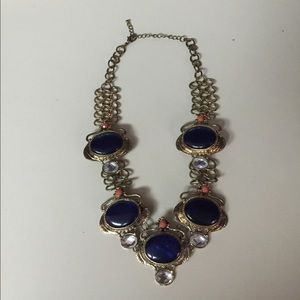 Statement necklace target Blue coral Antique gold